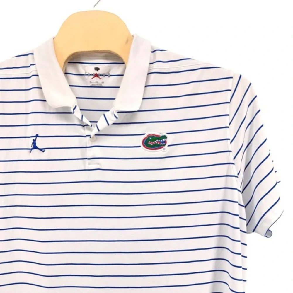 Nike Jordan Florida Gators Men 3XL Pre-Owned Polo White Striped Dri-FIT On-Field